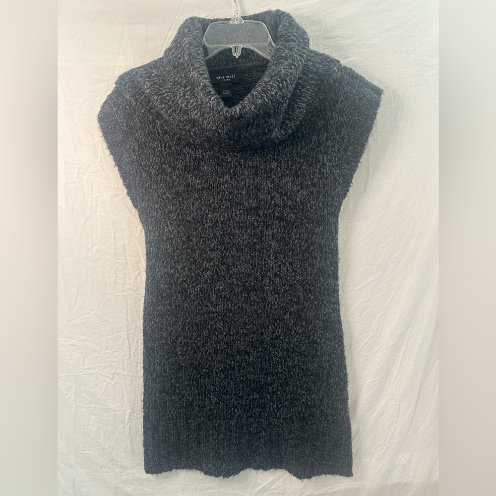 Nine West Jeans Sleeveless Turtleneck Sweater Dress Tunic Gray Med
